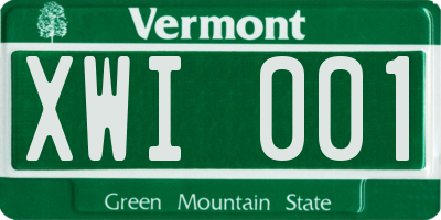 VT license plate XWI001