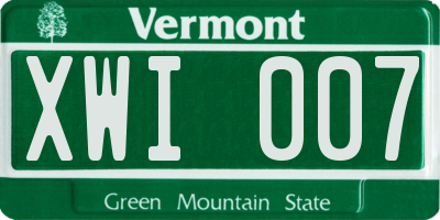 VT license plate XWI007