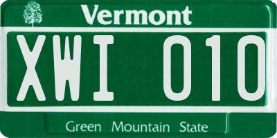 VT license plate XWI010