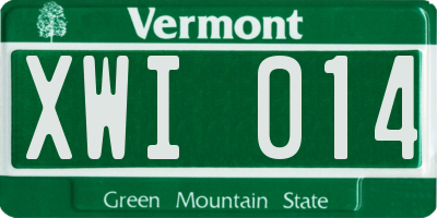 VT license plate XWI014