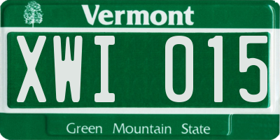 VT license plate XWI015