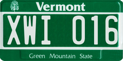 VT license plate XWI016
