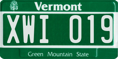 VT license plate XWI019