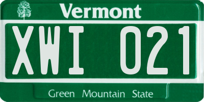VT license plate XWI021