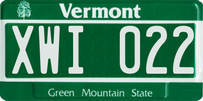 VT license plate XWI022