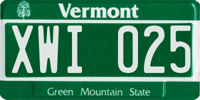 VT license plate XWI025