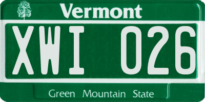 VT license plate XWI026