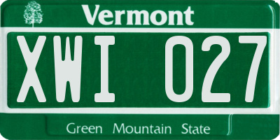 VT license plate XWI027