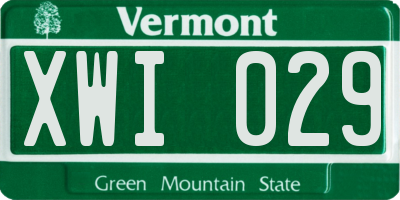 VT license plate XWI029