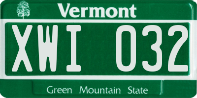VT license plate XWI032