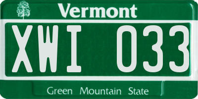 VT license plate XWI033