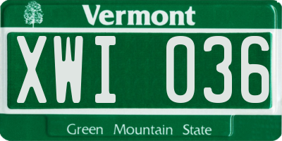 VT license plate XWI036