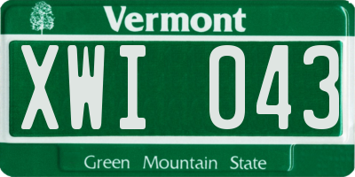 VT license plate XWI043