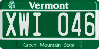 VT license plate XWI046
