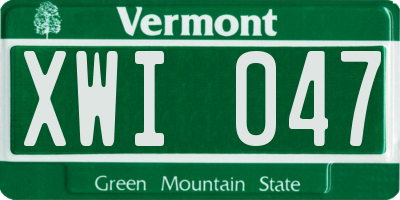 VT license plate XWI047