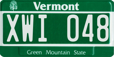 VT license plate XWI048