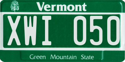 VT license plate XWI050