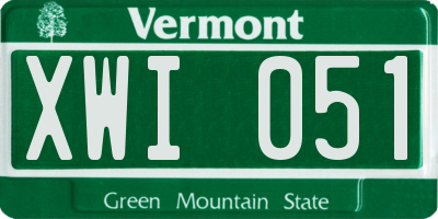 VT license plate XWI051