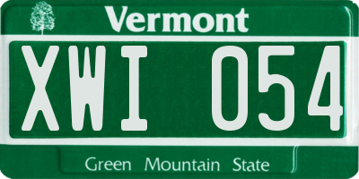 VT license plate XWI054