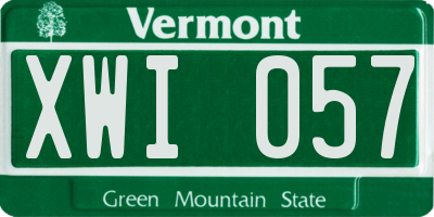 VT license plate XWI057