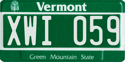 VT license plate XWI059