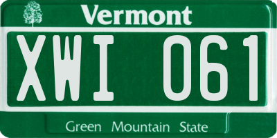 VT license plate XWI061
