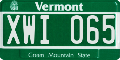 VT license plate XWI065