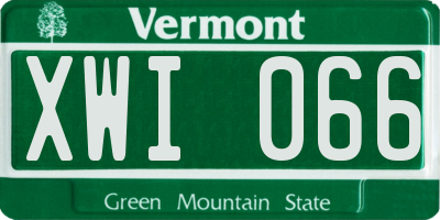 VT license plate XWI066