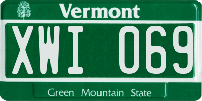 VT license plate XWI069
