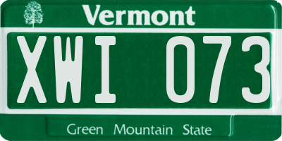 VT license plate XWI073