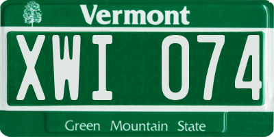 VT license plate XWI074