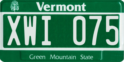 VT license plate XWI075