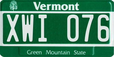 VT license plate XWI076