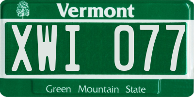 VT license plate XWI077