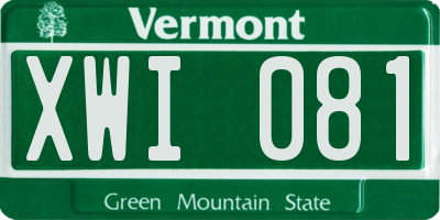 VT license plate XWI081