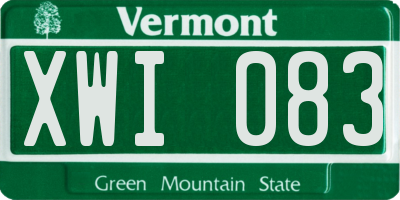 VT license plate XWI083