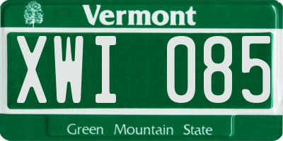 VT license plate XWI085