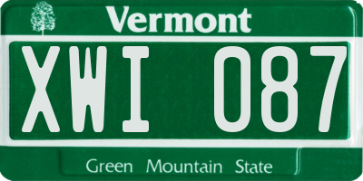 VT license plate XWI087