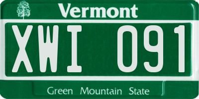 VT license plate XWI091