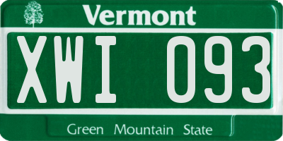 VT license plate XWI093