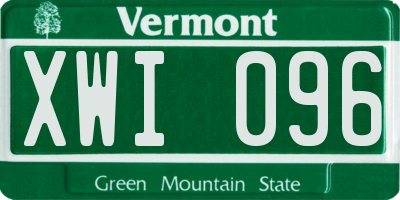 VT license plate XWI096