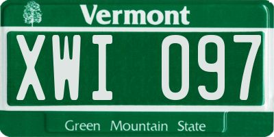 VT license plate XWI097