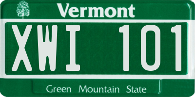 VT license plate XWI101