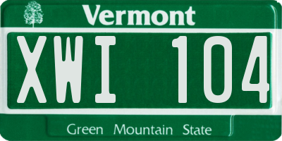VT license plate XWI104
