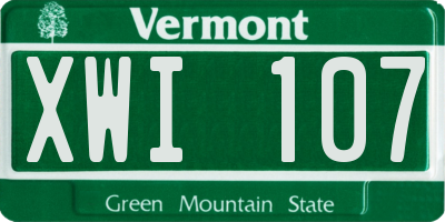 VT license plate XWI107
