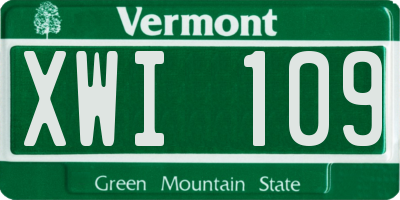 VT license plate XWI109