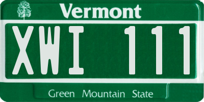 VT license plate XWI111