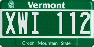 VT license plate XWI112