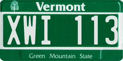 VT license plate XWI113