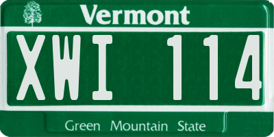VT license plate XWI114